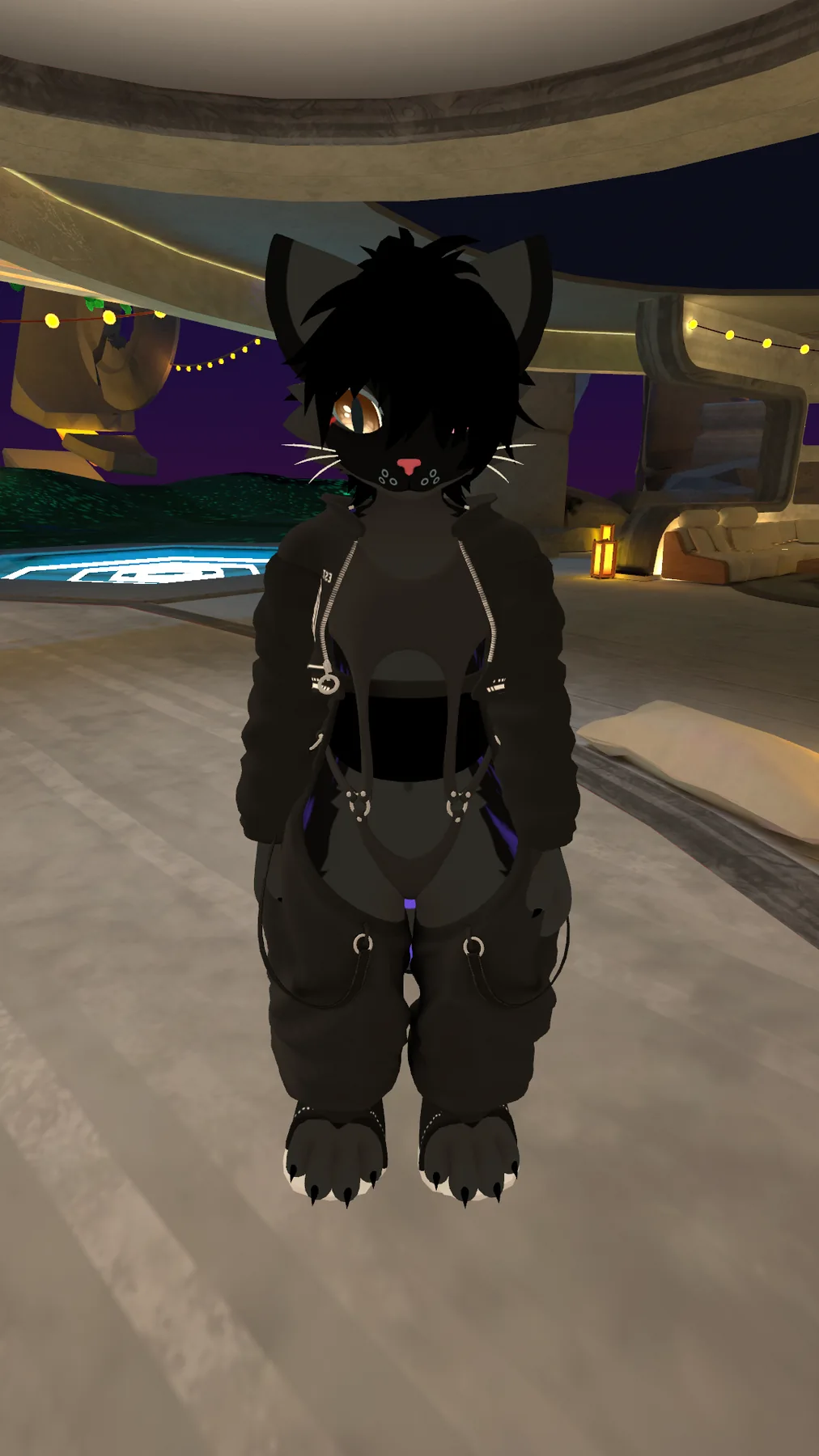 Nightmare Fang wearing a dark layered outfit