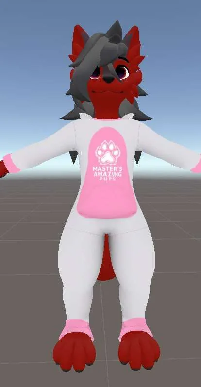 Caretaker Little Xavier Mini Canine wearing white and pink caretaker outfit