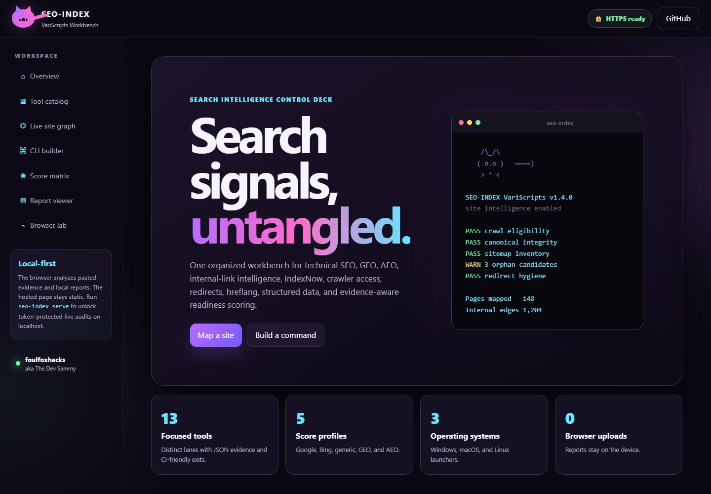 SEO-INDEX VariScripts hosted diagnostic workbench